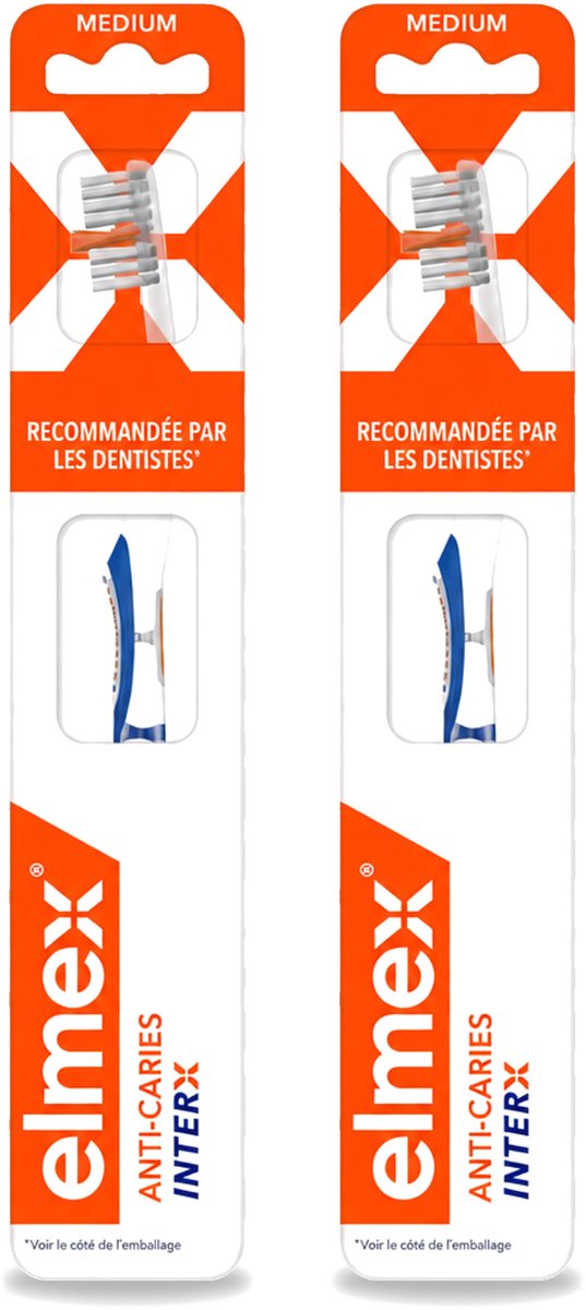 2 x Elmex – Tandenborstel – InterX Medium - Voordeelverpakking - 2 stuks