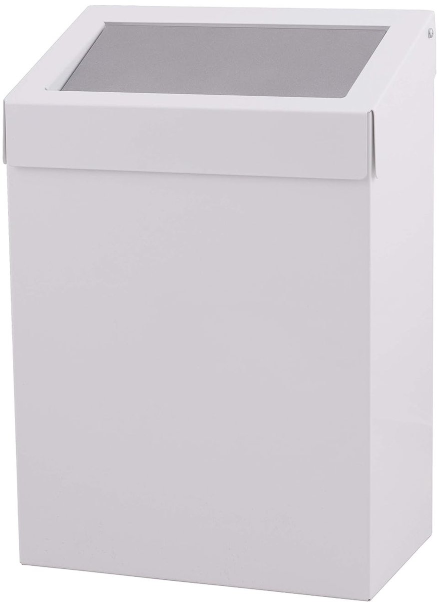 13072 Dutch Bins Metal Closed Waste Container, 20 Litres, White - ShopVlot