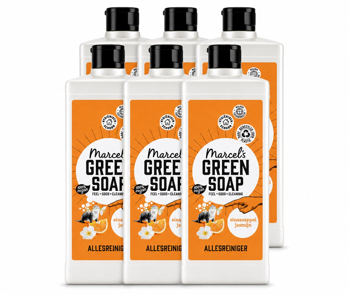 6 x Marcel's Green Soap - Allesreiniger - Sinaasappel & Jasmijn - Natuurlijk & effectief - 750 ml - Voordeelverpakking - 6 stuks