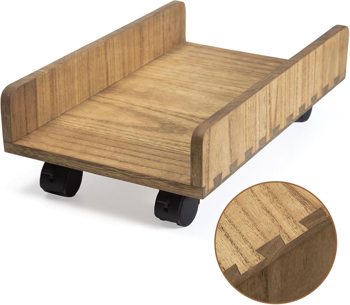 CPU Stand voor ATX Computer Tower - Beschermende Plank met 4 Stille Zwenkwielen - Donkerbruin en Duurzaam Ontwerp