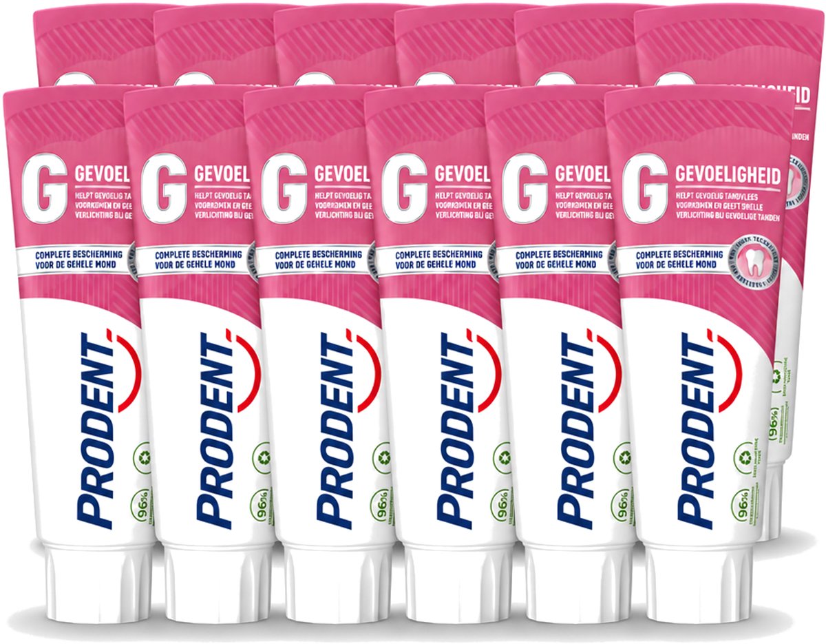 12 x Prodent – Tandpasta – Gevoeligheid – Pro-Zinc Technologie – 75 ml - Voordeelverpakking - 12 stuks