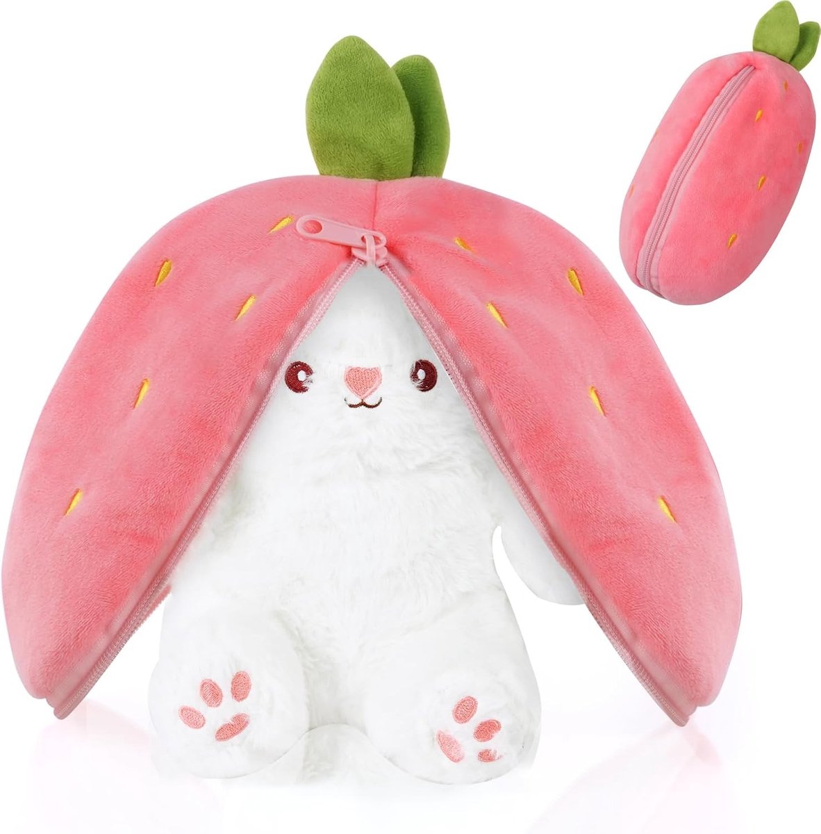Pluche Konijn Kussen met Omkeerbare Functie en Carrot en Strawberry Ontwerp voor Kinderen