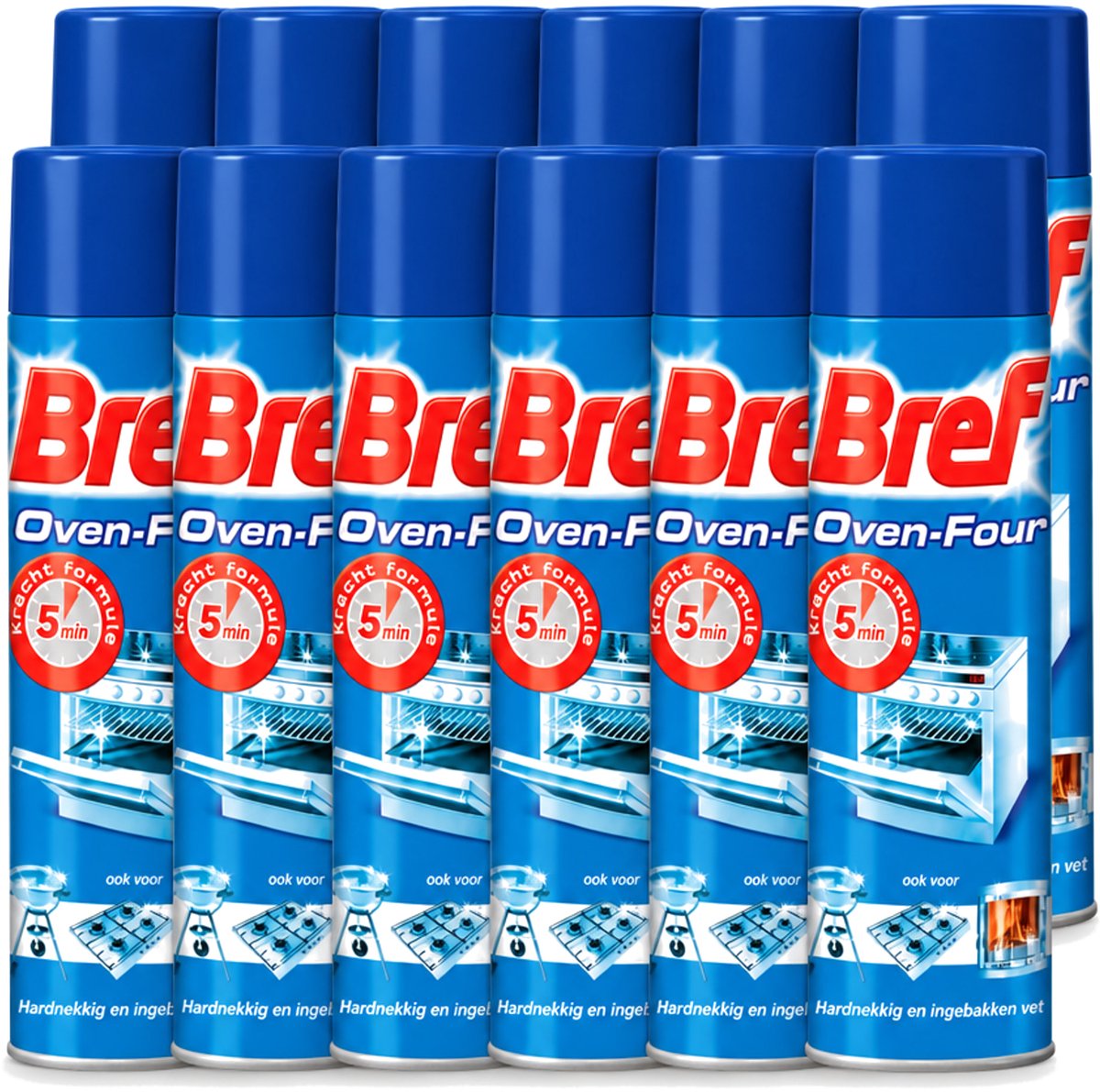12 x Bref - Oven Spray - Tegen Hardnekkig en Ingebakken Vet - 450 ml - Voordeelverpakking - 12 stuks