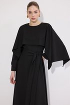 Touché Privé - Capejurk met riem - Zwart - Dames