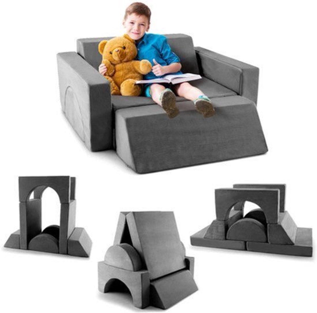 Modulaire Speelbank Kind – Zitzak Kinderen – Kinderbank Speelhoek – Speel Sofa – Zacht Speelmeubel – 8-delig – Afneembare Wasbare Hoezen – Makkelijk Te Monteren