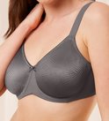 Grijze minimizer beha met een subtiel golvend patroon en een strikje middenvoor.