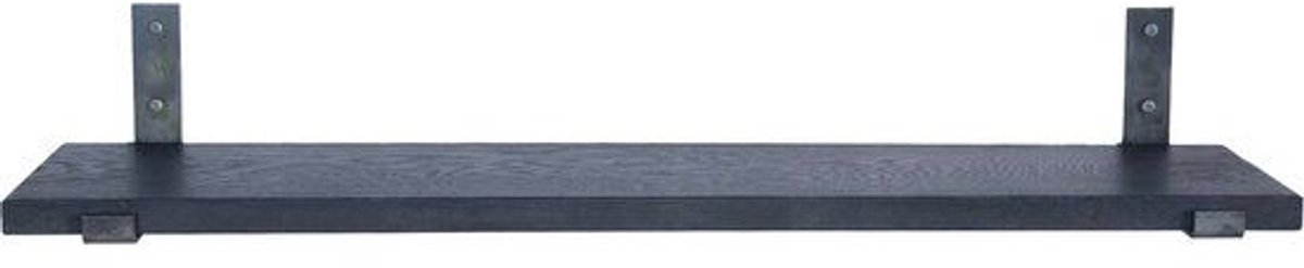 GoudmetHout Zwarte Eiken Wandplank - 260x20 cm - Plankdragers L-UP Zonder Coating Zwart eiken