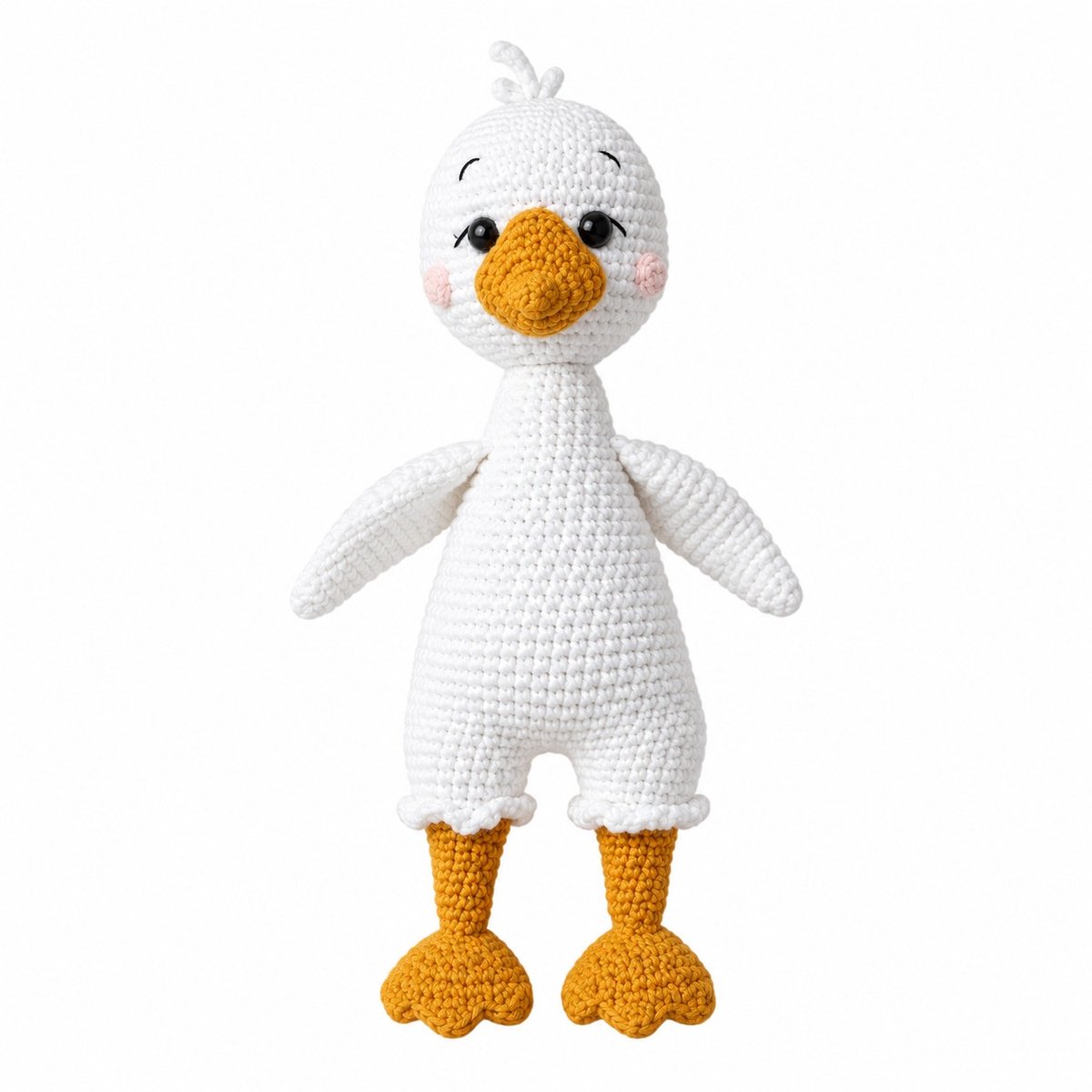 Nuvinokids Gans - Handgemaakte Gehaakte Knuffel - 100% Katoen - Baby - Peuter - Kind - Newborn - Knuffeldier - Baby Knuffel - Amigurumi - Eerste Knuffel - Zacht Speelgoed - CE Gecertificeerd - Kraamcadeau - Babyshower Cadeau - Geboortecadeau - Jongen