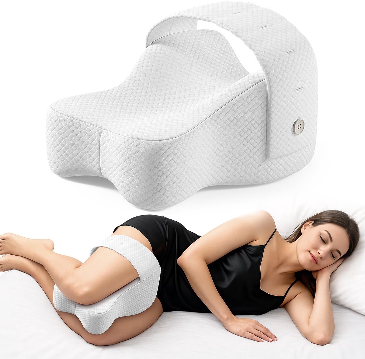 kniekussen - Orthopedisch Kniekussen voor Zijslapers - Kniekussen - Kniekussen voor in Bed - Beenkussen - Knie Kussen - Kniekussens - Zijslaapkussen - Artrose - Heupklachten - Houding correctie - Wit