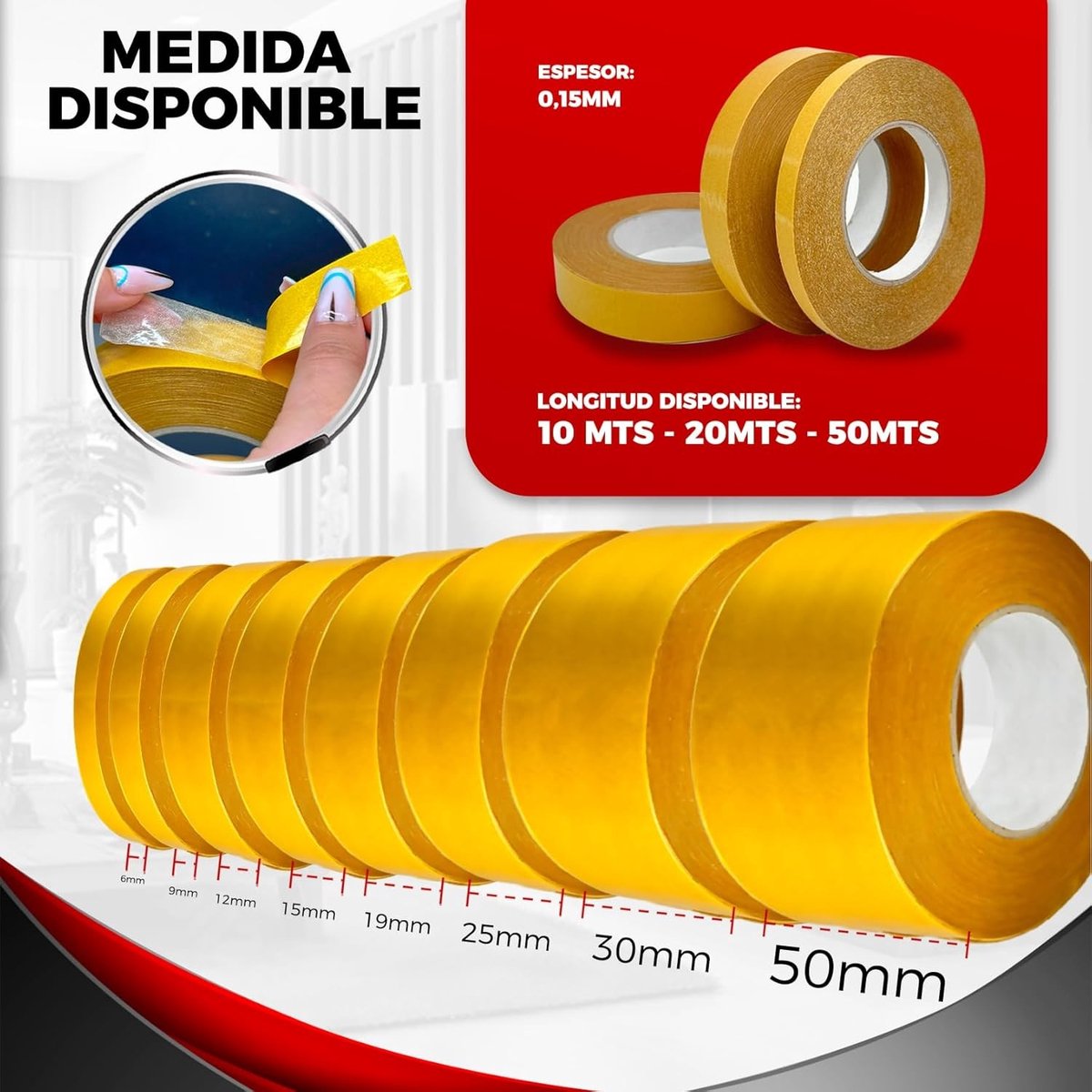 Dubbelzijdig Plakband - Transparant - 25 mm x 50 m - Extra Sterke Hechting - Voor Thuis en Doe-het-zelf Projecten