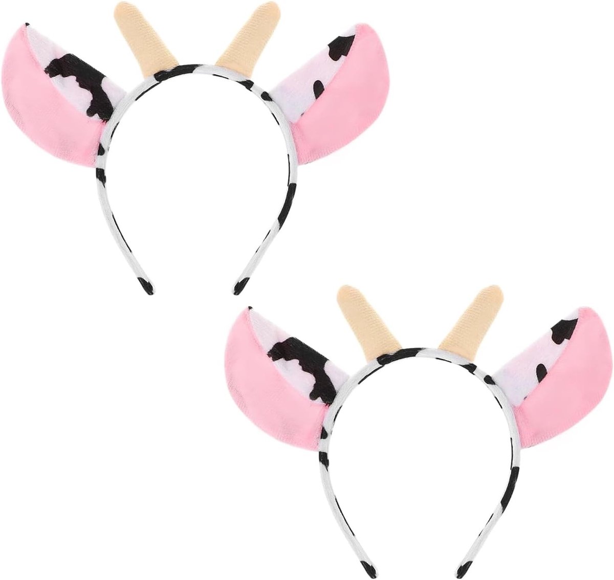 Lieve 2-delige Hoofdband met Koeienoren en Hoorns, Perfect voor Carnaval, Halloween en Feestjes, Dierlijke Kostuumaccessoire voor Kinderen en Volwassenen
