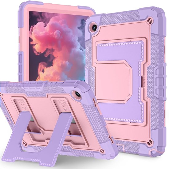 Paarse en roze tablet hoes met standaard voor Samsung Galaxy Tab A9+ (11 inch).