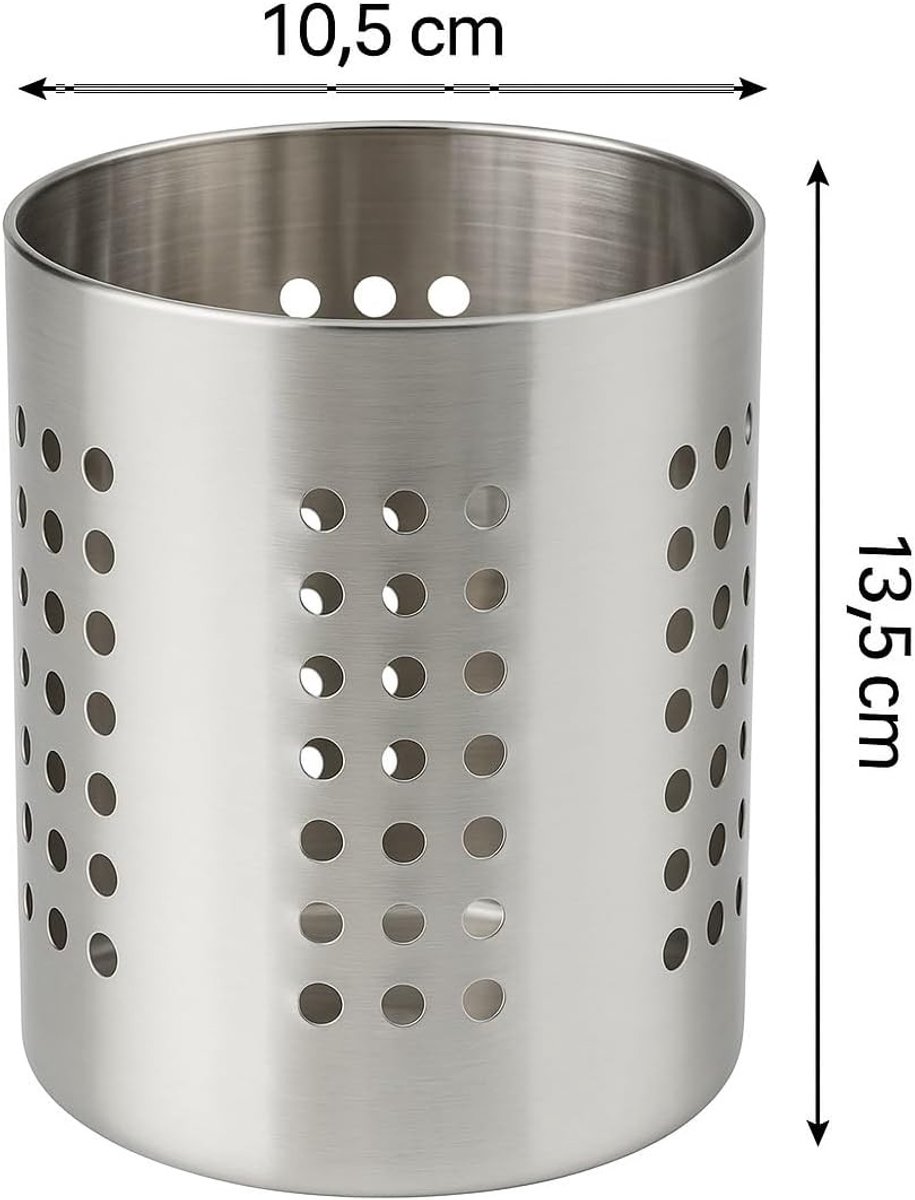 Afdruiprek - Zilver - 10,5 x 13,5 cm - Roestvrij Staal - Bestekhouder voor Keuken en Tafel