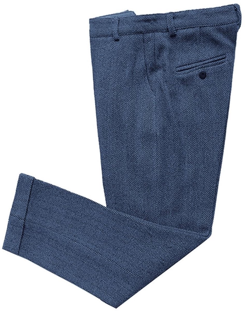 Elzusha - Vintage Tweed Heren Kostuumbroek met Slim Fit