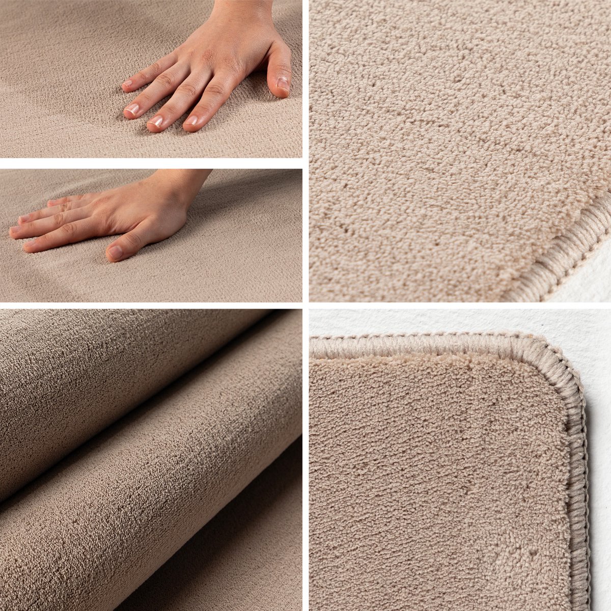 Moonay Istanbul vloerkleed - Dun tapijt 7 mm - Wasbaar & antislip - Beige/Taupe - 160x230 cm