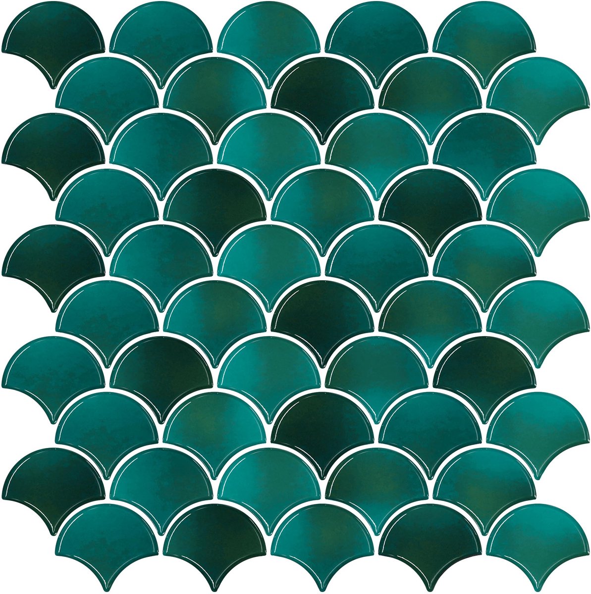 Elzusha - Tegel Stickers Donkergroen - Vijfhoekig Design - 30.5 x 30.5 cm - 6 Stuks