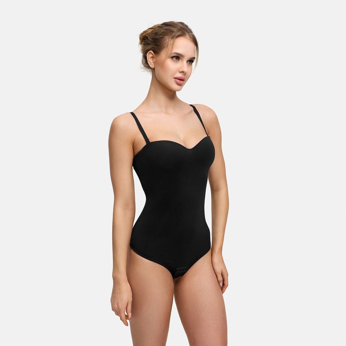 cfab - Push-up bodysuit met string - Zwart - XL - Corrigerende Body - Naadlos - corrigerend ondergoed dames