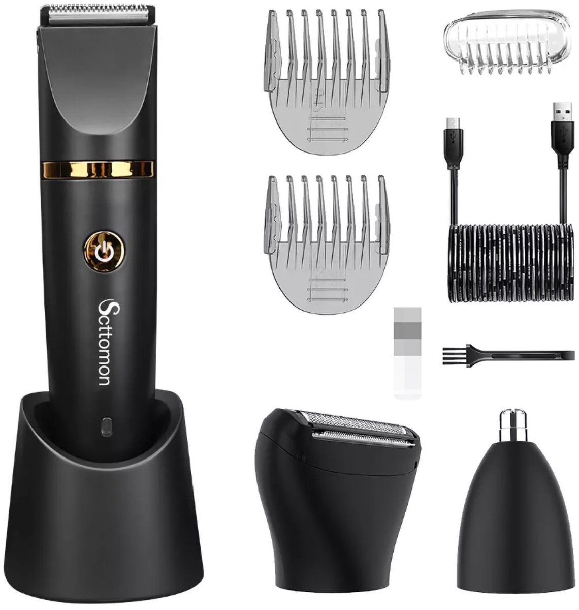 Elektrische trimmer – Multifunctioneel scheerapparaat – Baardtrimmer voor mannen – Trimmer voor intieme haartjes – Lichaamshaartrimmer – Zwart