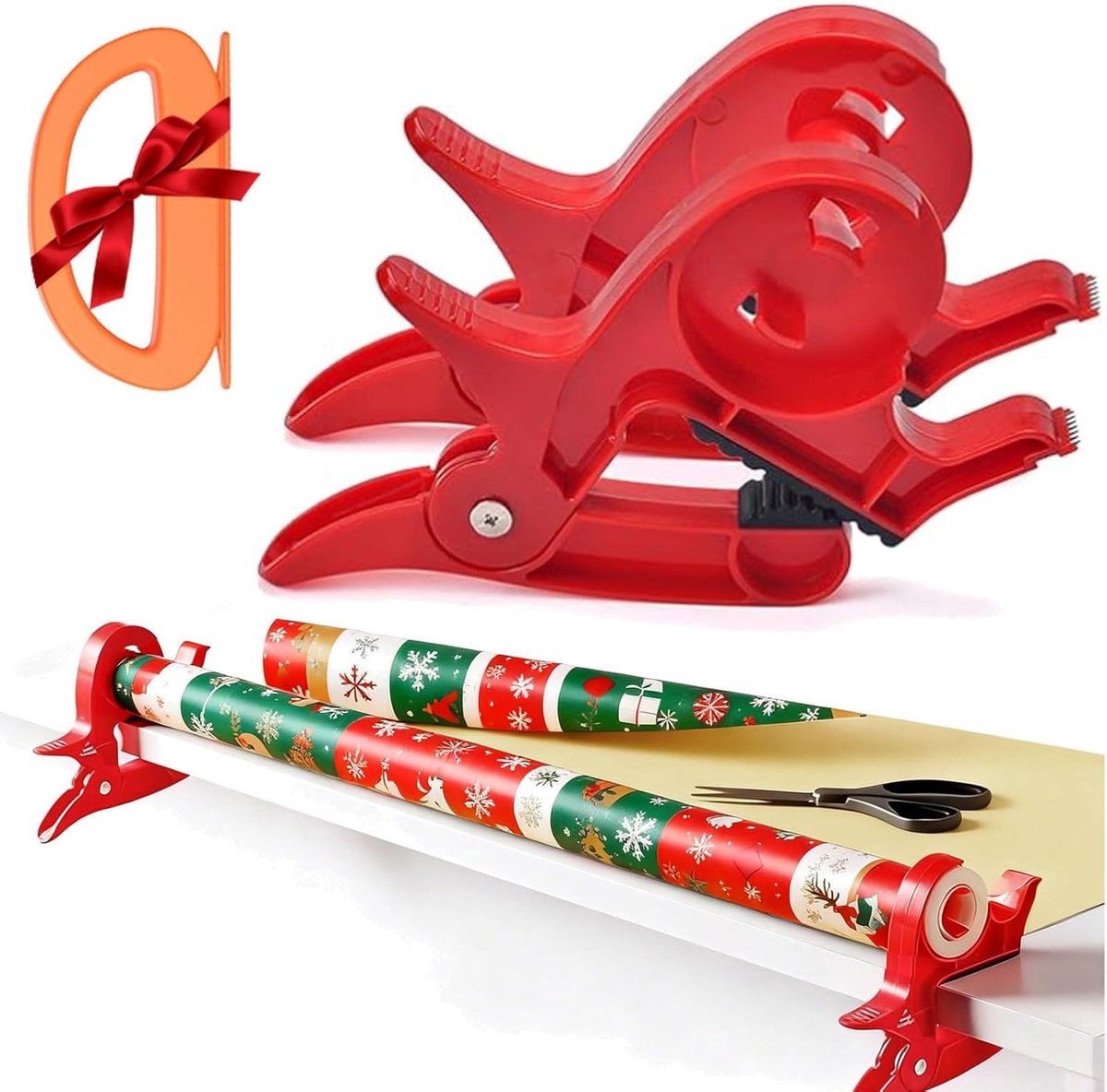 Cadeaupapiersnijder met Tapedispenser - Zwart - Voor Iedere Rol Cadeaupapiers - Voor Eenvoudig Cadeau Inpakken