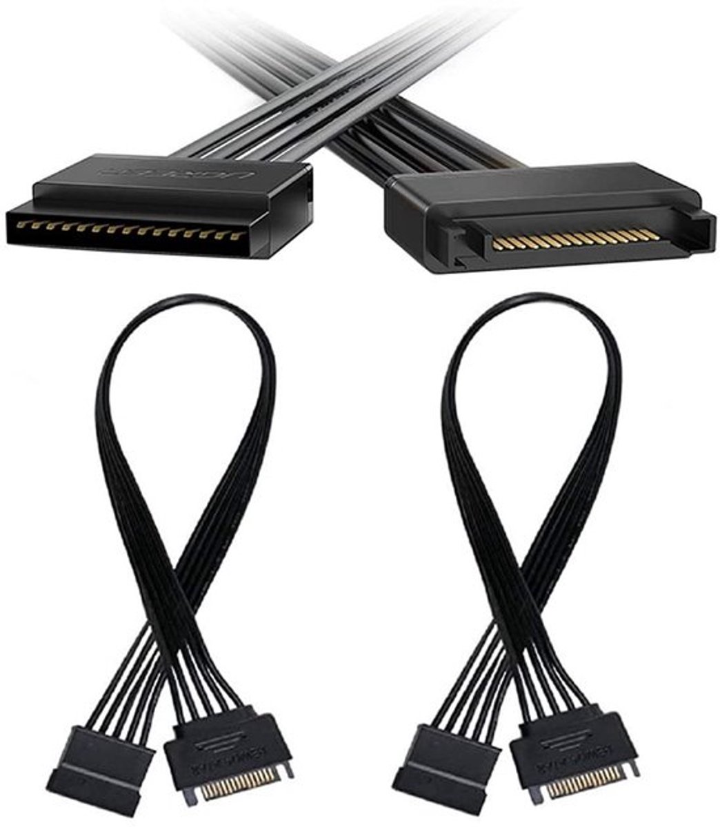 Allecto - 15-pins Stroomverlengkabel - Verlengkabel voor HDD en SSD - 30 cm