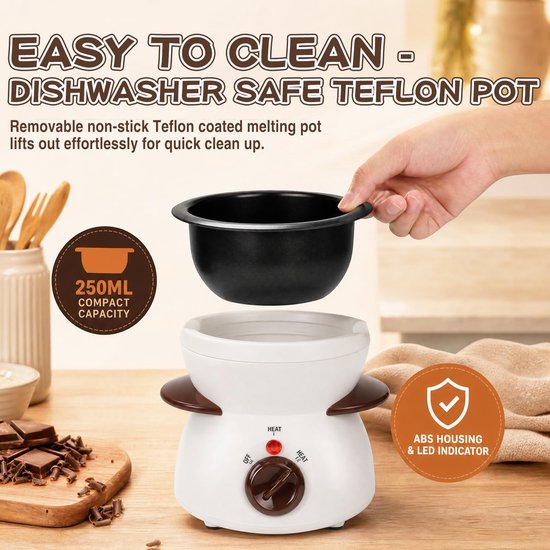 Elektrische chocoladefondue met 8 spiesjes, chocoladefondue — afbeelding 2