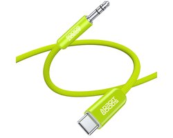 Adaptateur USB-C vers prise jack 3,5 mm AdroitGoods - Câble audio AUX - DAC 24 bits / 96 kHz - Casque - Microphone - Tressé - Smartphone Tablette Ordinateur portable - 1,2 m - Vert citron
