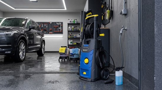 Hogedrukreiniger 160 Bar - 2200W Krachtige Elektrische Waterblazer met Double Speed System & Slanghaspel - Inclusief Vuilfrees, Schuimlans & Accessoireset - 460 L/u - Laura Homestore — afbeelding 5