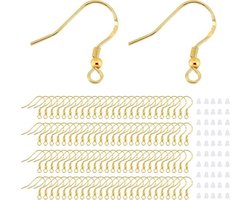 RCIDOS 200 stuks oorhaken, 925 sterling zilver, oorbellen van zilver, hypoallergene oorhaken, voor het maken van sieraden, voor het maken van doe-het-zelf oorbellen, knutselen (goud)