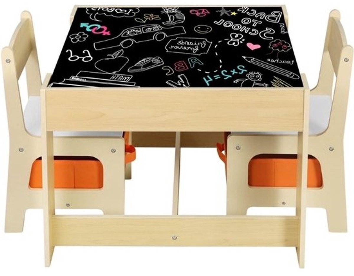 Kindertafel - met opbergruimte - Kindertafel met stoeltjes - activiteitentafel - Kinderbureau - kindertafelset - schildertafel - Kindermeubelset