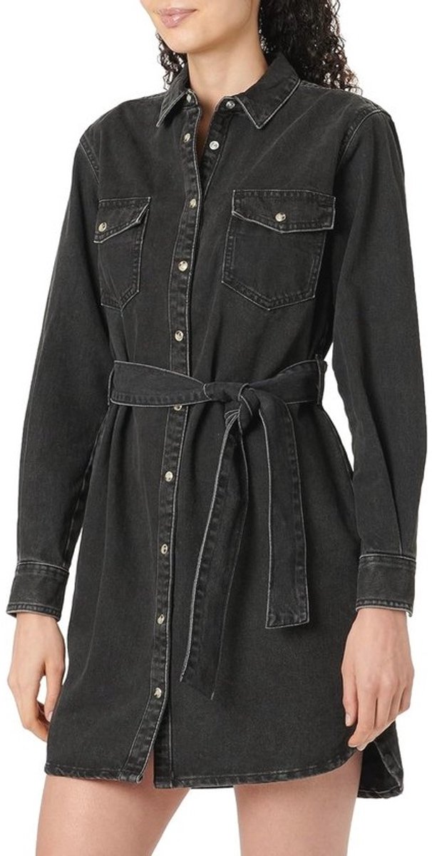 Moderne jeansjurk - met kraag en tailleriem - voor dames