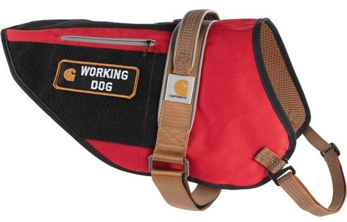 Hondenharnas - Nylon ripstop - Verstelbaar - Duurzaam - Hoog risico - Rood/bruin