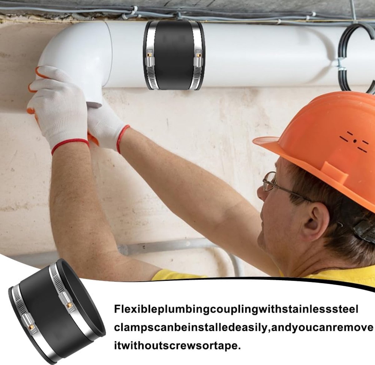 Dailygoods- Rubber Koppeling 150 mm - Flexibele Koppeling - Geluidsreductie - Duurzaam Materiaal - Voor PVC/Hard Staal - Inclusief Slangklemmen