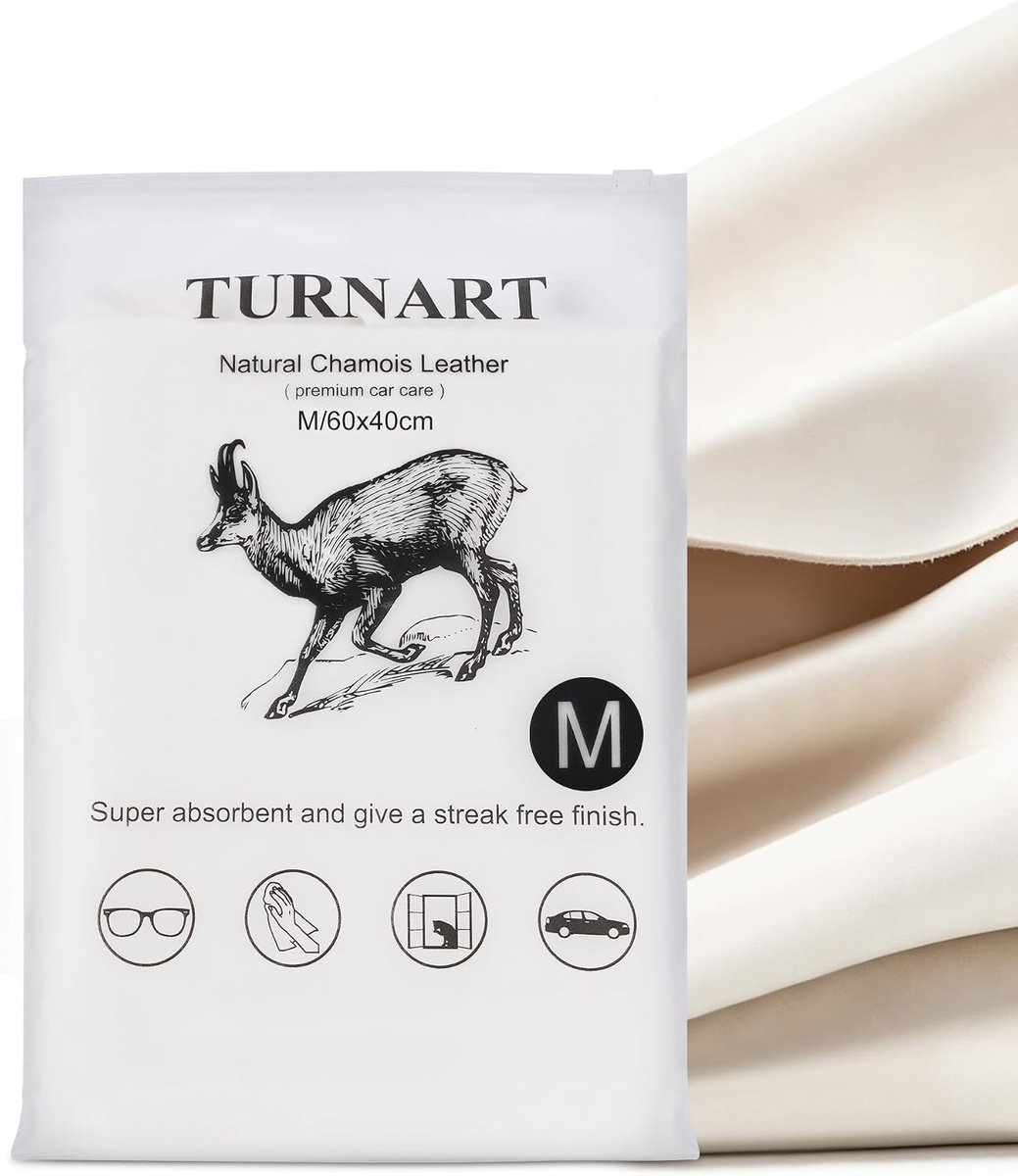 Turnart Chamois Leather Car Natural Premium Magic Drying Car Lint Free No Scratches (M/60x40cm) - ShopVlot