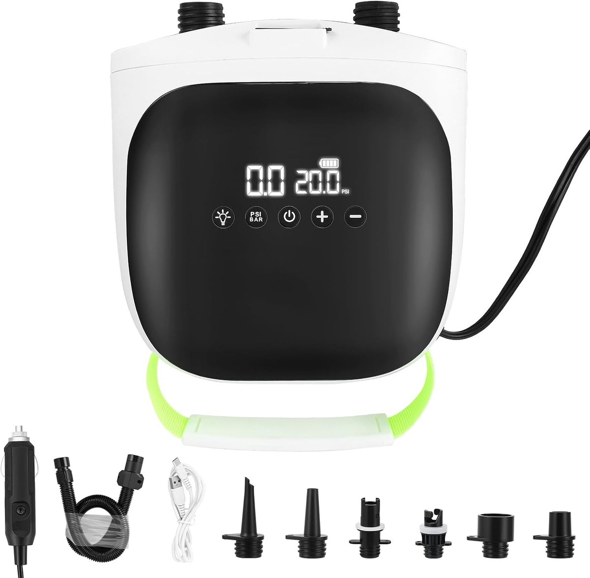 Electric Paddle Pump, Electric Pump for SUP 20 PSI, Max Inflating/Deflating, Double Phase, LED Display, Automatic - ShopVlot