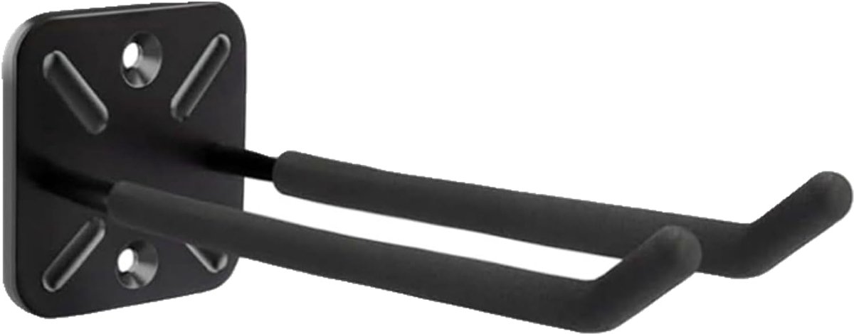 4 stuks metalen haken met dubbele staaf, wandhaken, 10 x 10,4 x 31 cm, ijzer, zwart, bezemhouder en tuingereedschap - ShopVlot