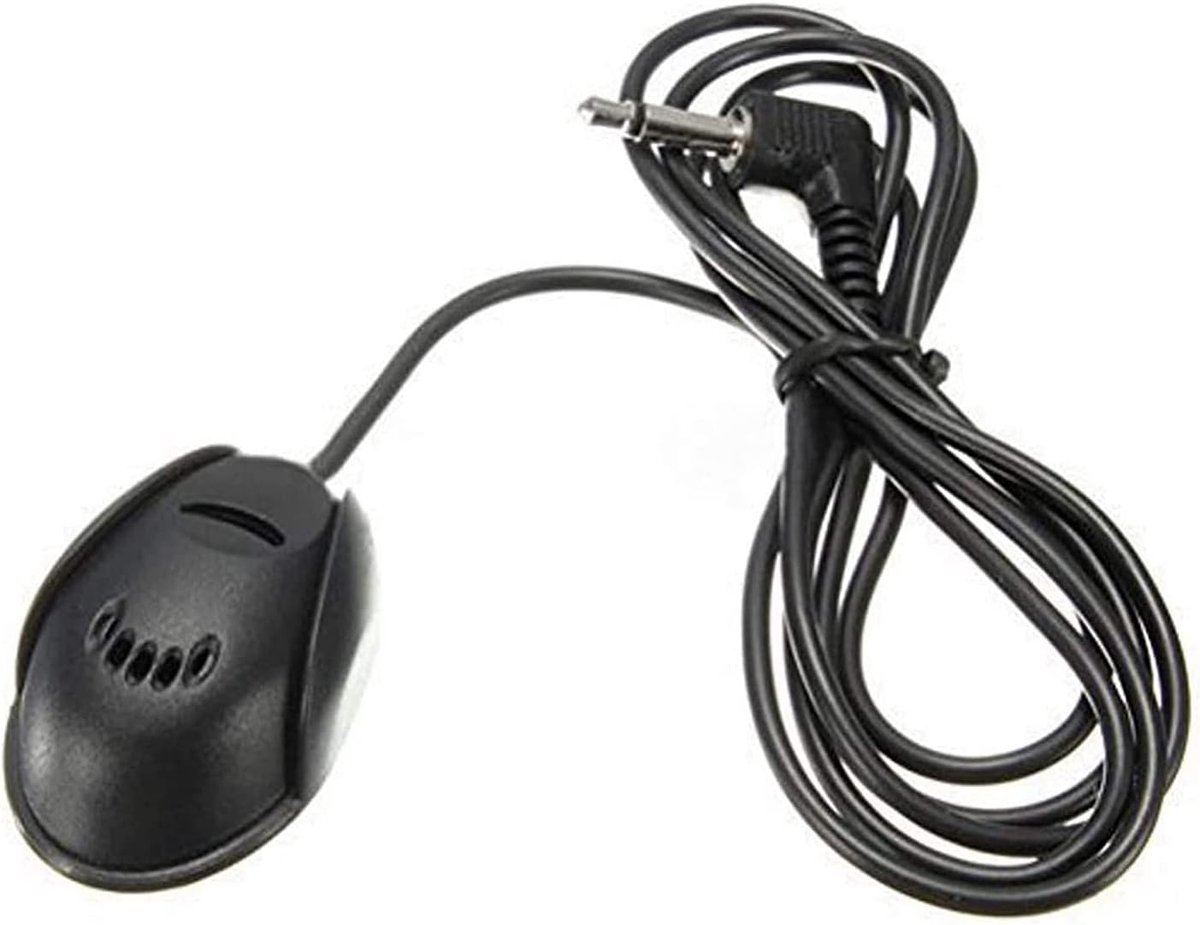 SnelShoppen - Draagbare 3,5 mm microfoon voor auto en autoradio, externe mini-microfoon met omnidirectionele opname, zwart, 3 meter kabel, ideaal voor