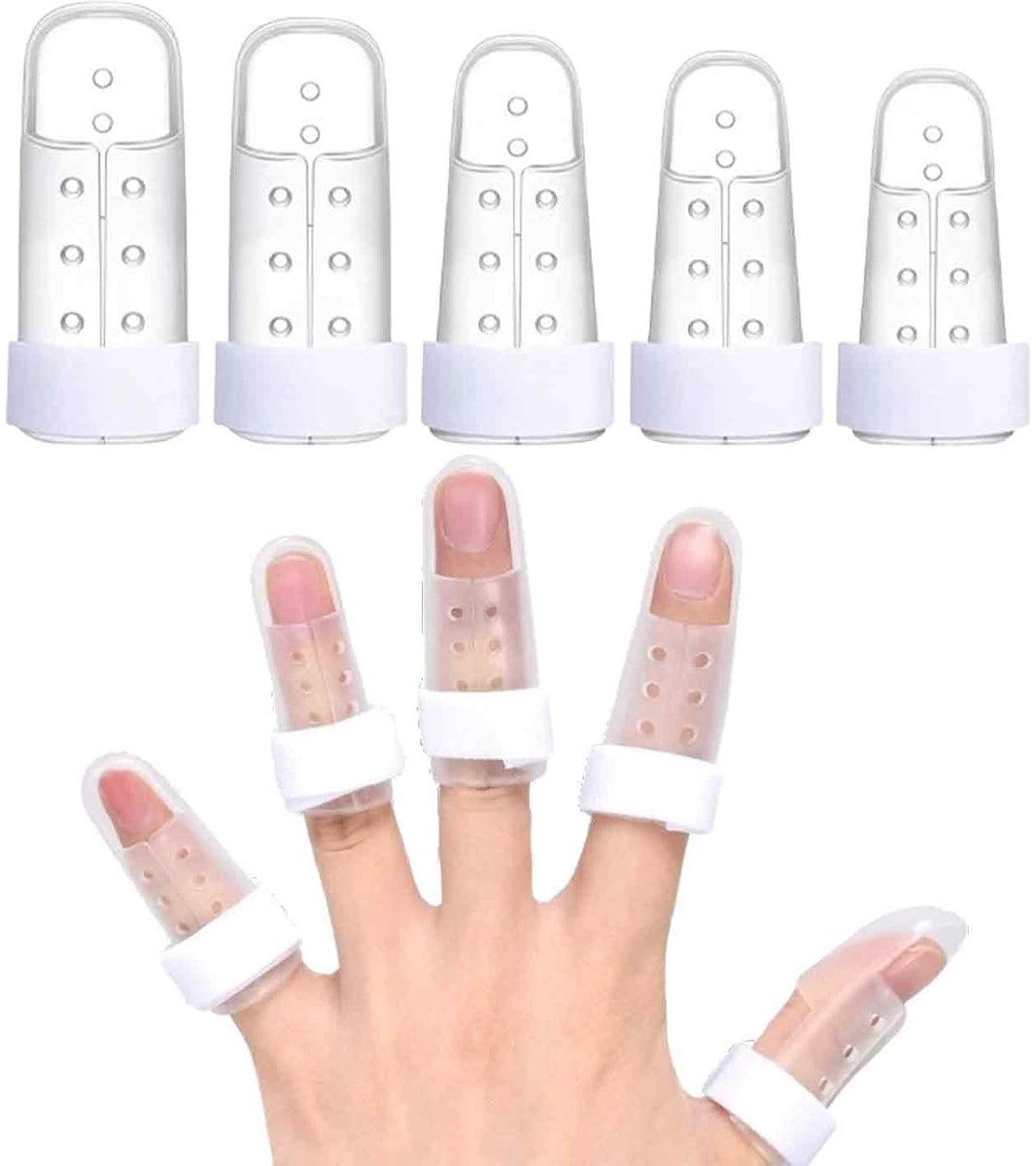 Pack of 5 Silicone Finger Splint and Finger Protection, Medical Finger Protection, Transparent for Injured Fingers - ShopVlot