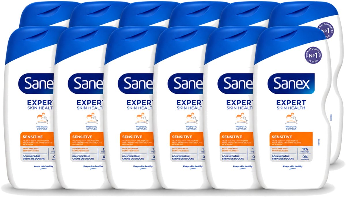 12 x Sanex - Douchegel - Expert Skin Health Sensitive - Voor Gevoelige Huid - 400 ml - Voordeelverpakking - 12 stuks