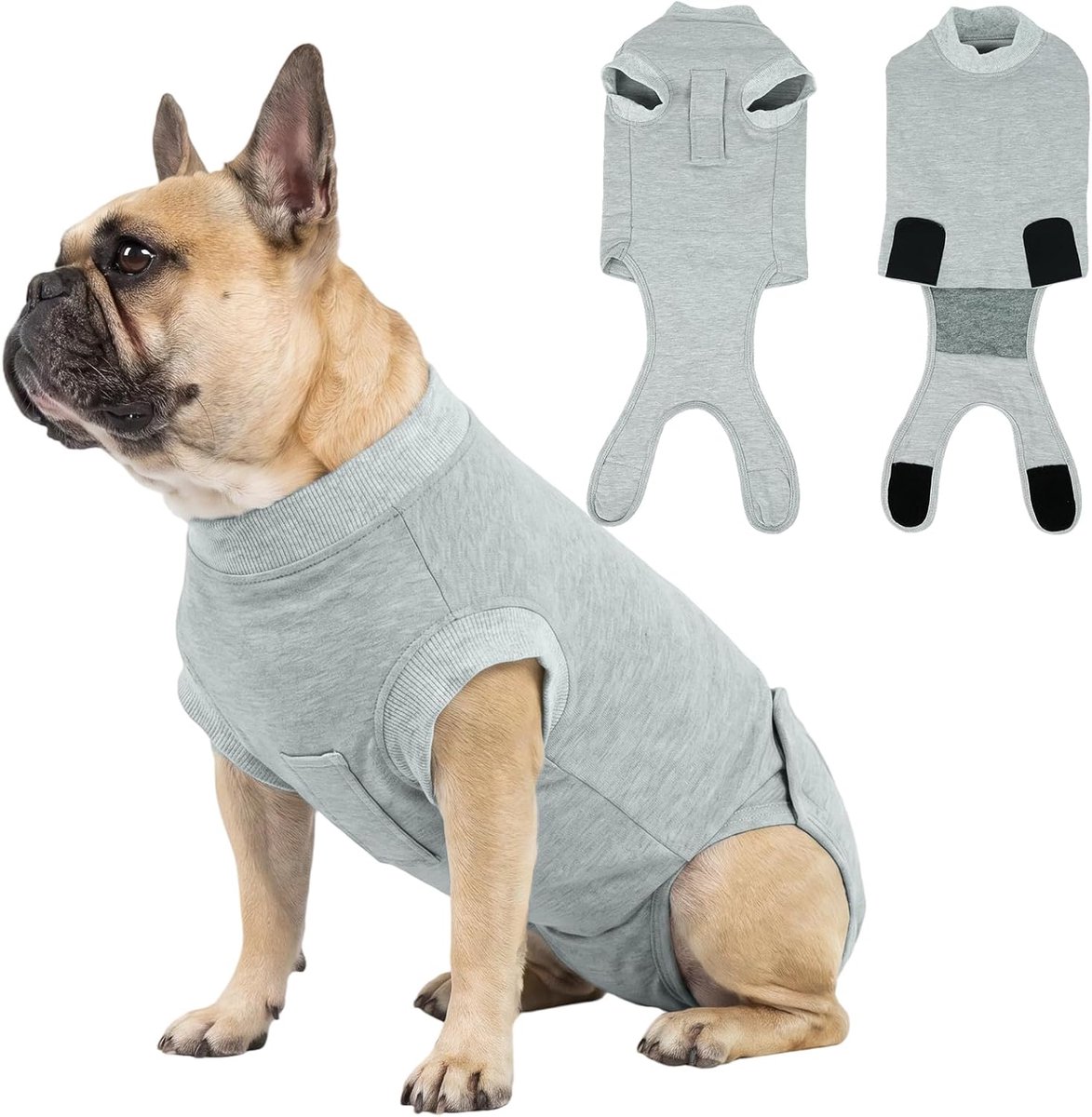 Pak voor vrouwelijke honden, lichaamsherstel voor honden, voor sterilisatie en castratie, van katoen, anti-liklichaam, comfortabel alternatief voor halsband (lichtgrijs, XS)