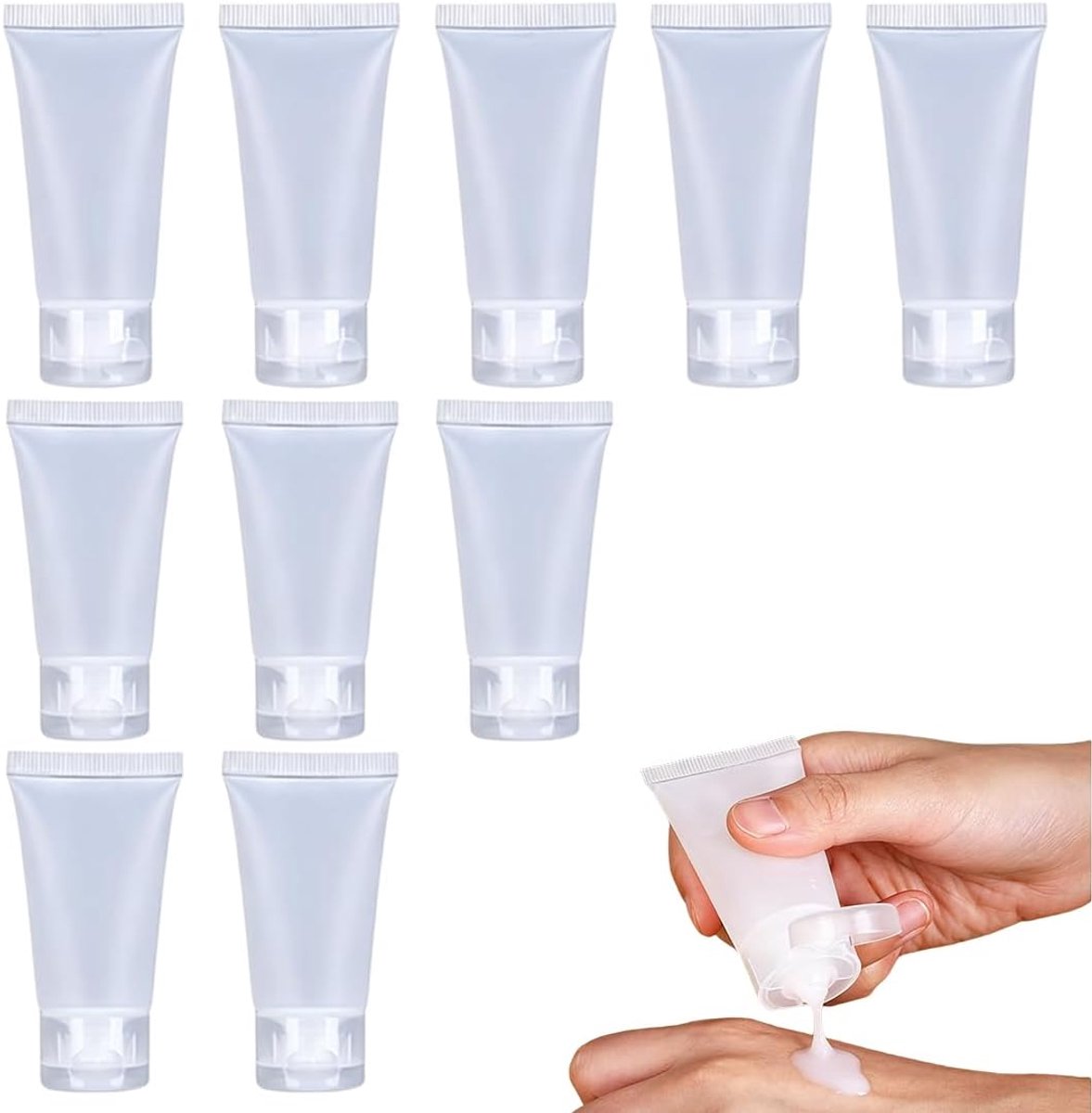 Tubes om te vullen, 10 stuks reisflessen om te vullen, reisset om te vullen, reisflessenset voor shampoo, conditioner en lotions (15/20 ml)