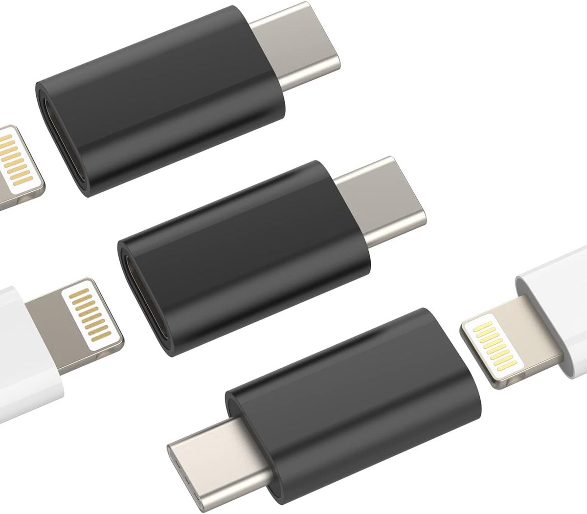 Lightning-adapter USB C voor iPhone 15 Pro Max Plus voor iPad 10 Macbook Air (3 stuks) voor Apple vrouwelijke kabel type C stekker, accessoires, compatibel met Samsung Type-C jack stekker, bus
