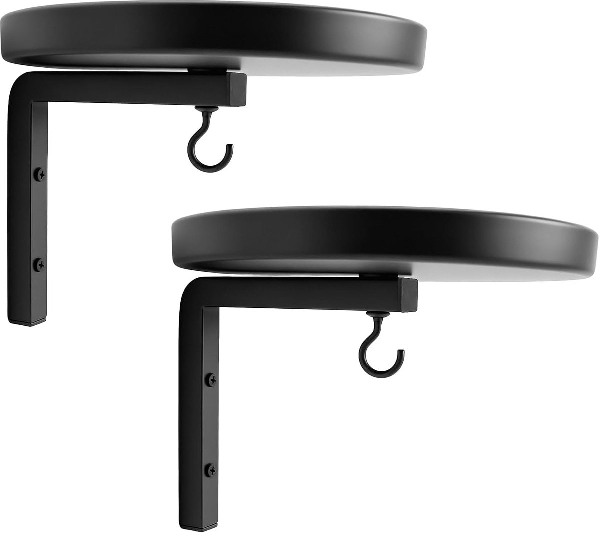 2 stuks plantenstandaard, plantenrek, 20 cm, bloemenstandaard, metaal, zwart, muur met haken, plantenrek, indoor, hangend, wandbehang, bloempot, standaard voor balkon, woonkamer, kantoor