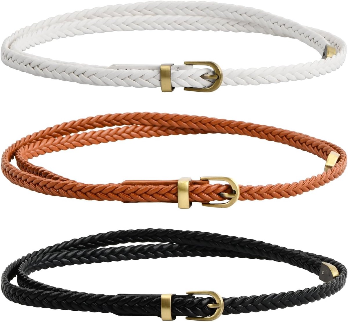 Dunne gevlochten riemen dames - leer - elastisch - ideaal voor elegante outfits - ShopVlot