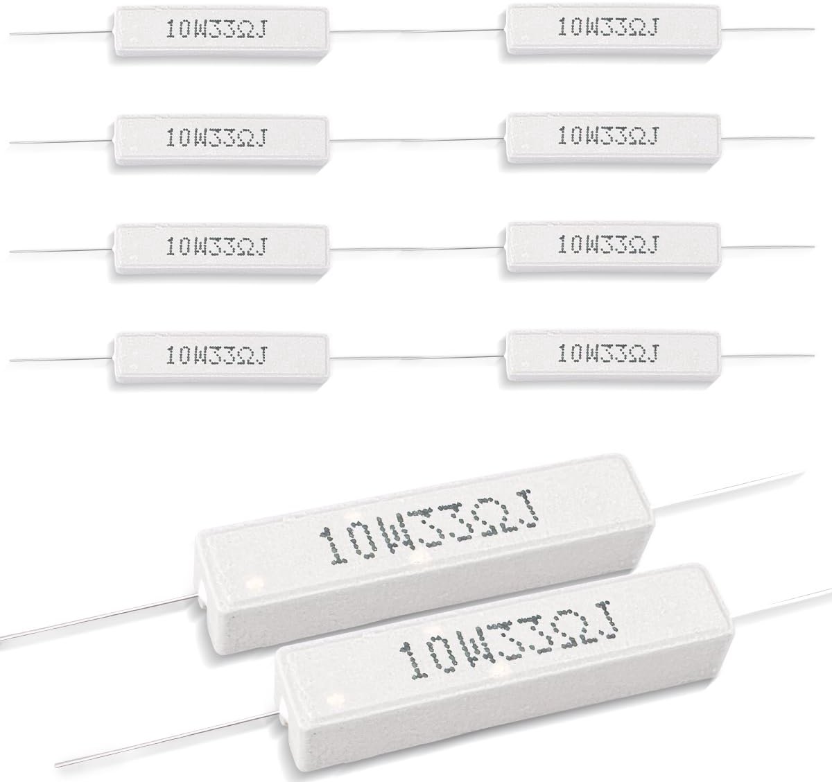 10 Pcs 10W 5% Tolerance 33 ohm Ceramic Cement Resistor For DIY Project And Experiments - ShopVlot
