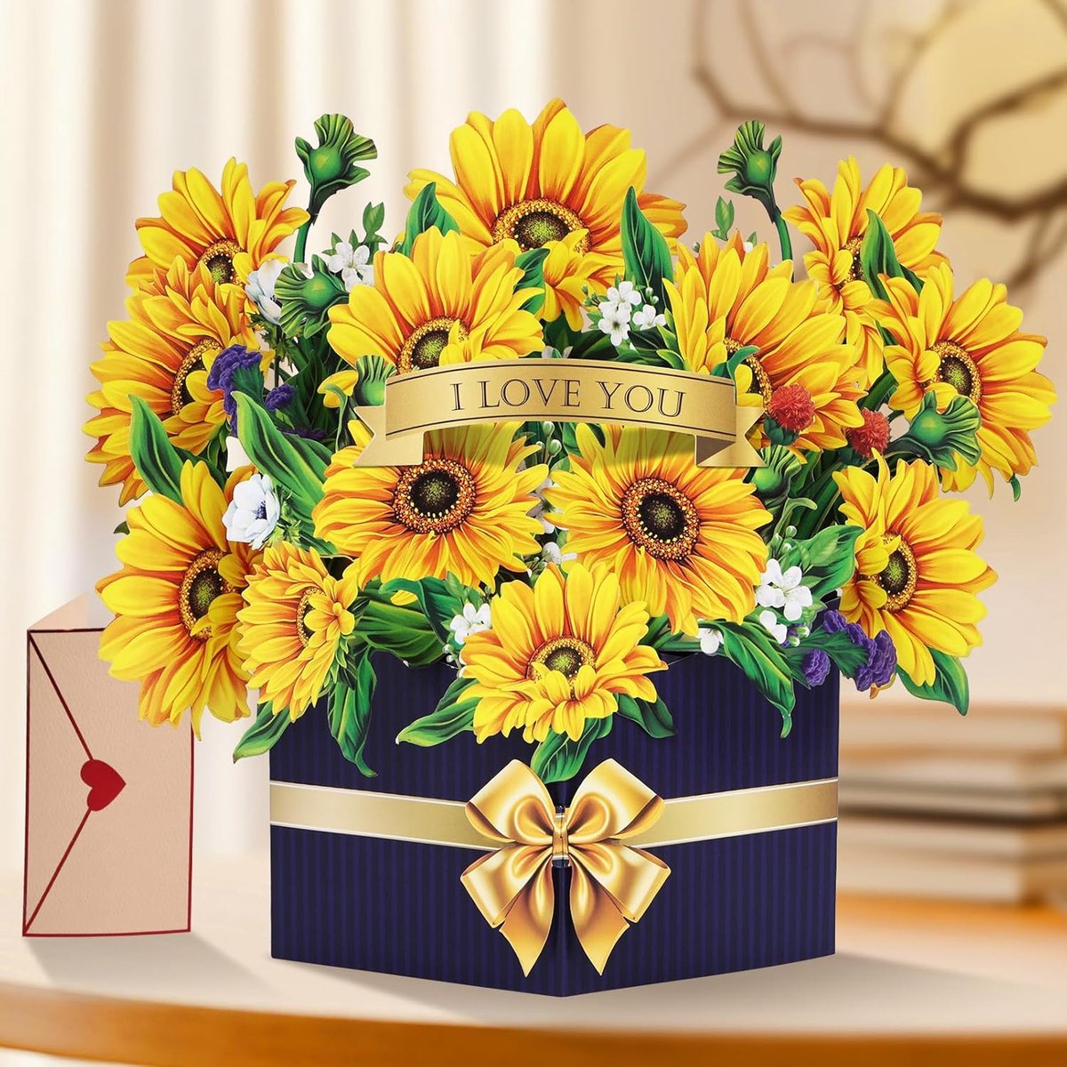 SnelShoppen - 3D Pop Up Verjaardagskaart met Zonnebloemen, Unieke 3D Bloemenkaart voor Moederdag, Vrouwen, Meisjes, Verjaardagen, Valentijnsdag, Anniv