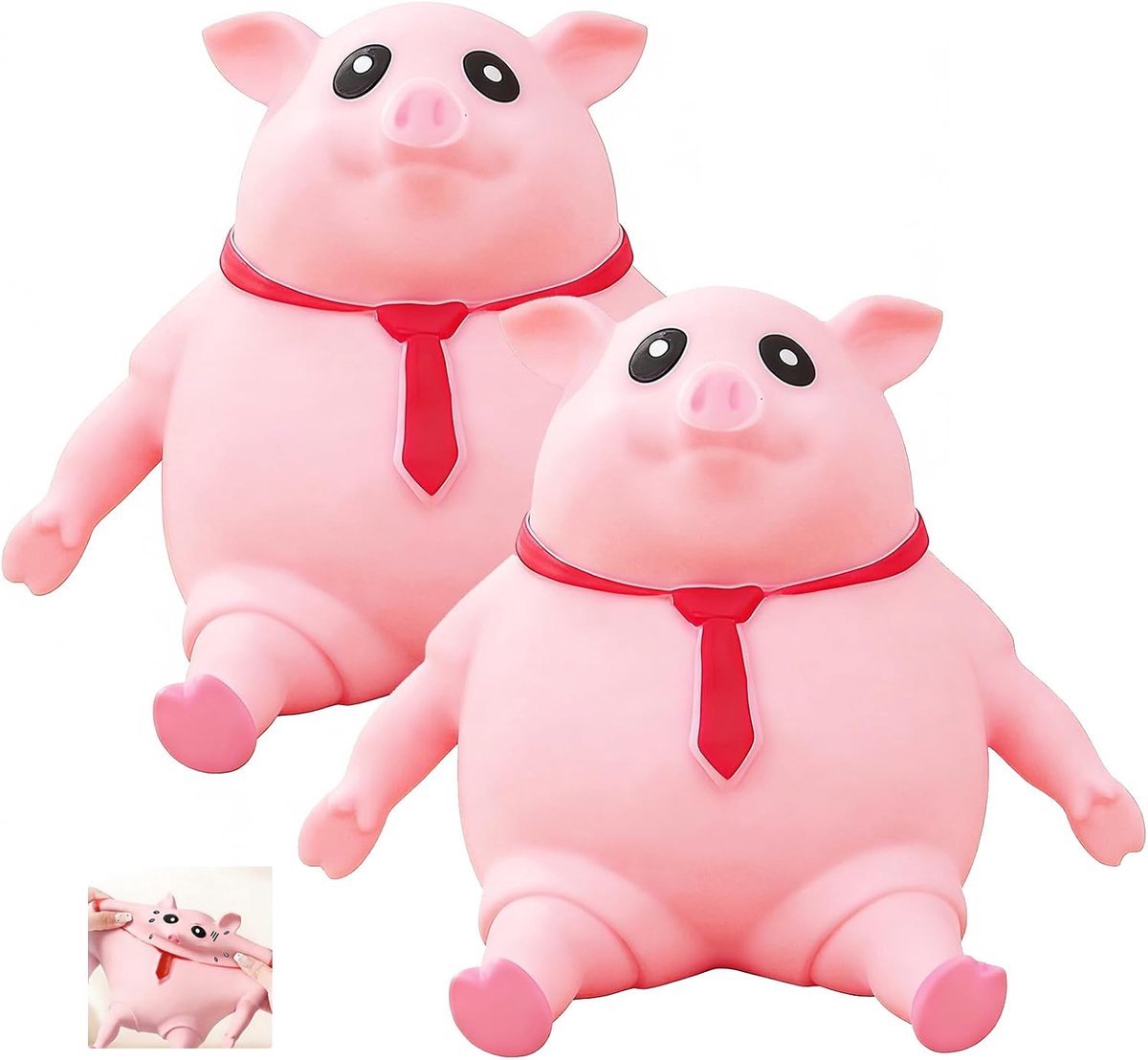 2 stuks anti-stress speelgoed, varken, stressspeelgoed, anti-stress-speelgoed voor volwassenen en kinderen, schattig - ShopVlot