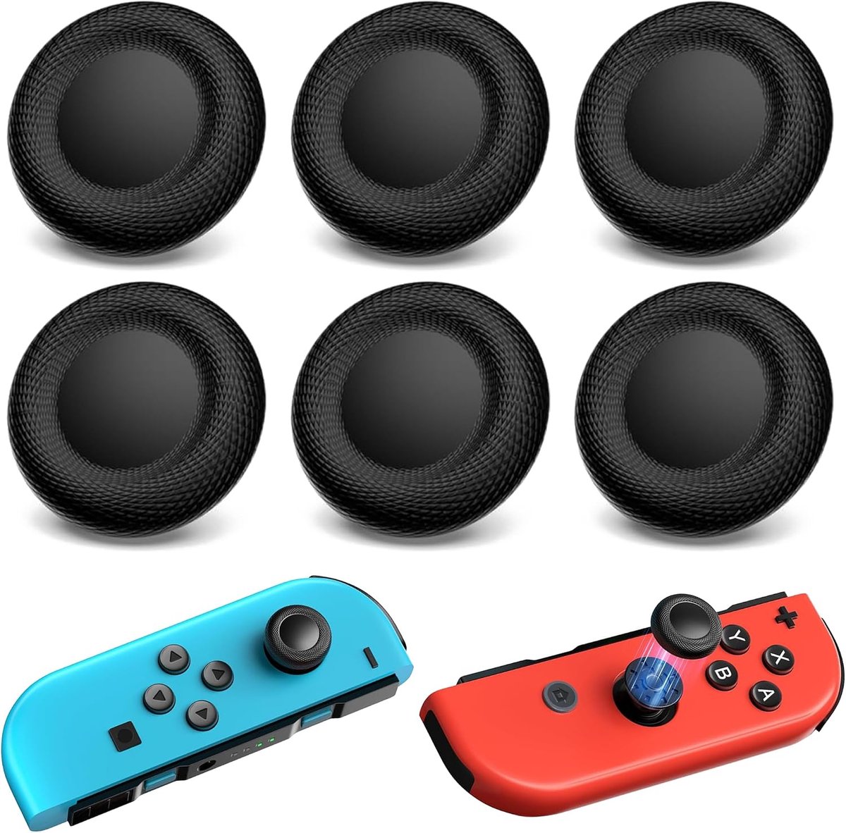 Duimgreep Joystick Kappen voor PS5/PS4 Controller, 6 Stuks TPU, ps5 controller sticks, antislip vervangkappen, zwart - ShopVlot