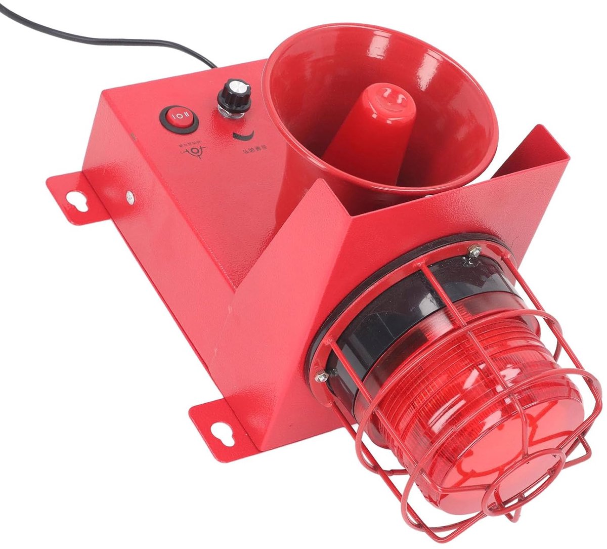 130dB Industrieel Sirene-alarm Waterdicht LED-stroboscoopalarm met Instelbaar Geluid voor Fabrieksworkshop Luid Knipperende Sirene Bouwwagenkraan (EU-stekker 220V)