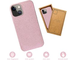 Eplanita Telefoonhoes, compatibel met iPhone 15, plantenvezel, valbescherming, duurzaam en duurzaam (voor iPhone 15, roze)