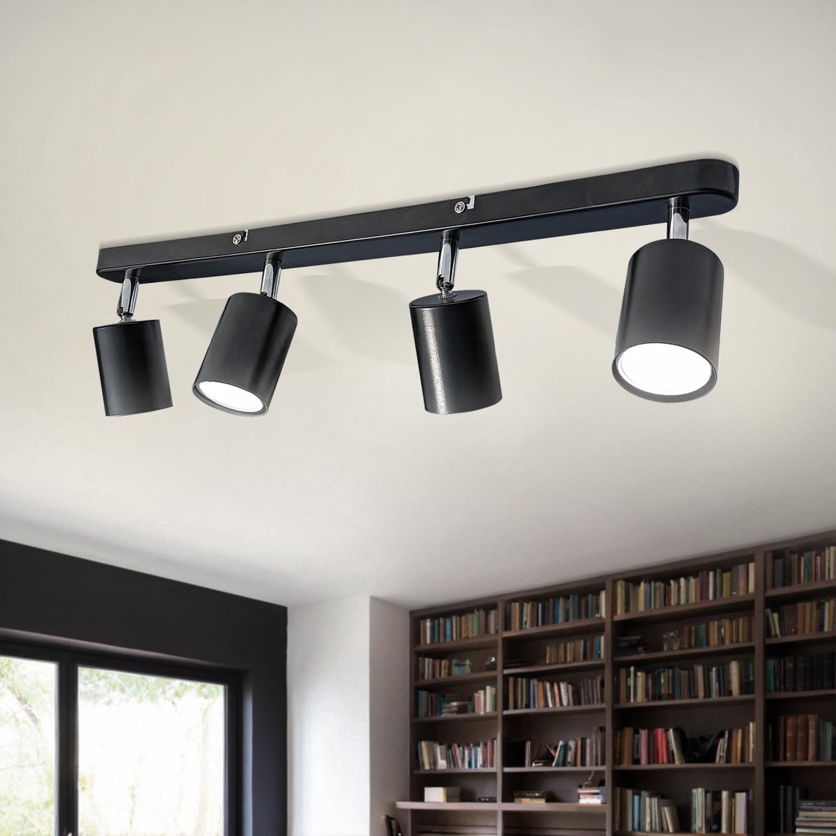 Plafondlamp GU10,4 koppen 5W Verstelbaar Plafondspot,Koel wit 6000k 430LM Draaibaar Wandlamp,voor gang galerij keuken slaapkamer kantoor koffieshop Eenvoudige Installatie.